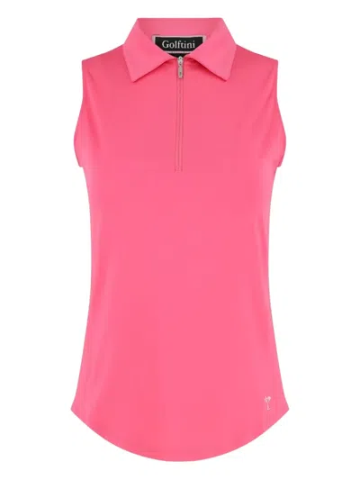 GOLFTINI ZIP-NECK SLEEVELESS POLO TOP