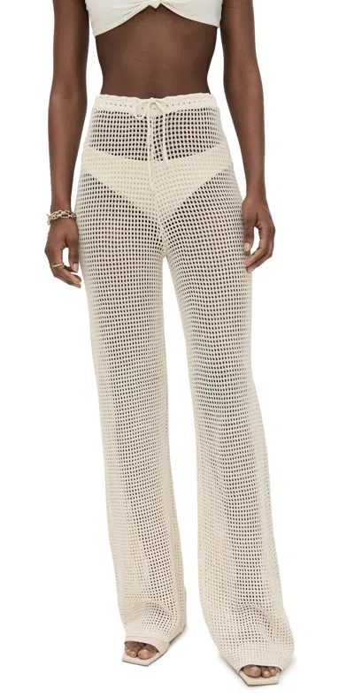 GOOD AMERICAN CROCHET PANTS ECRU