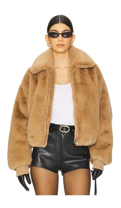 GOOD AMERICAN FAUX FUR COLLARED COAT