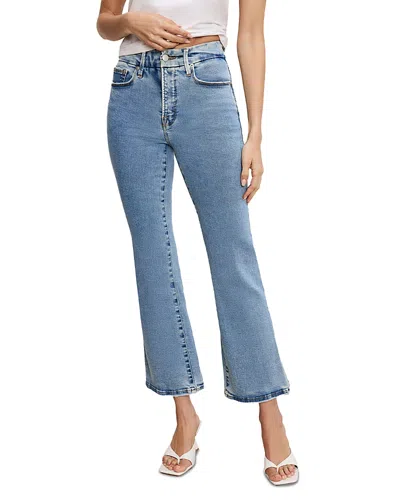 GOOD AMERICAN GOOD LEGS CROPPED MINI BOOT LEG JEANS IN BLUE670