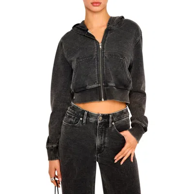 GOOD AMERICAN GOOD AMERICAN JEANIUS SHRUNKEN FRENCH TERRY ZIP HOODIE