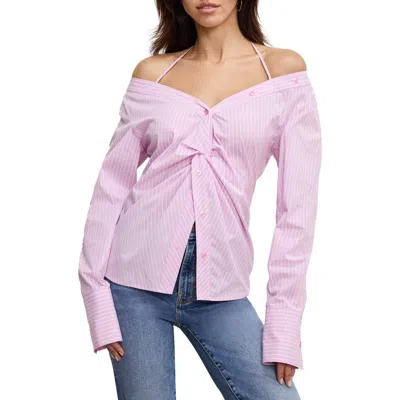 GOOD AMERICAN GOOD AMERICAN POPLIN OFF THE SHOULDER TOP
