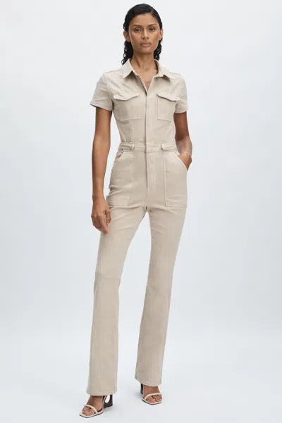 GOOD AMERICAN GOOD AMERICAN SAND GOOD AMERICAN TWILL UTILITY BOOTCUT JUMPSUIT