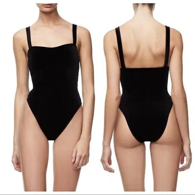 GOOD AMERICAN SWEETHEART CAMI VELVET BODYSUIT IN BLACK