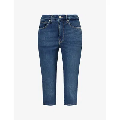 GOOD AMERICAN WOMENS BLUE004 GOOD CAPRI CROP-LEG STRETCH-DENIM JEANS