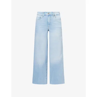 GOOD AMERICAN WOMENS INDIGO862 GOOD WAIST PALAZZO CROP-LEG STRETCH-DENIM BLEND JEANS