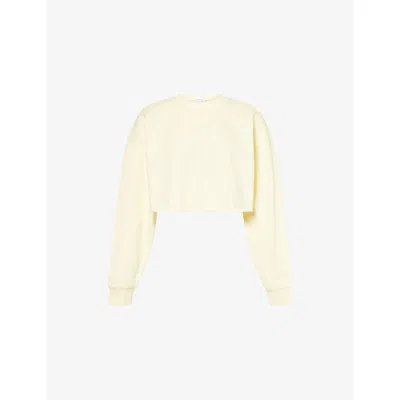 GOOD AMERICAN WOMENS LIGHT RAY001 TERRY CROPPED COTTON-JERSEY SWEATSHIRT