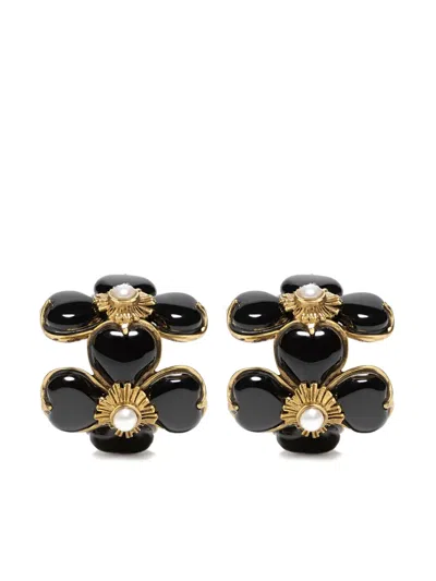 GOOSSENS CLOVER FLORAL-MOTIF CLIP-ON EARRINGS