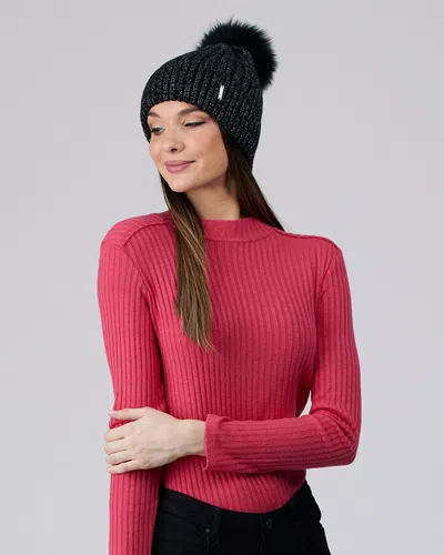 GORSKI METALLIC WOOL BLEND HAT WITH FOX POMPOM