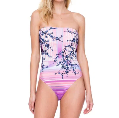 GOTTEX BANDEAU STRAPLESS HIGH LEG ONE PIECE SWIMSUIT IN HANAMI