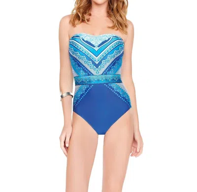 GOTTEX JASMINE BANDEAU ONE PIECE SWIMSUIT IN BLUE
