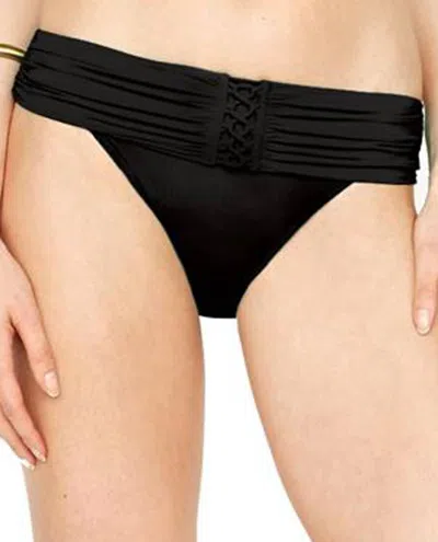 GOTTEX LACE UP MEDIUM RISE BIKINI BOTTOM IN BLACK