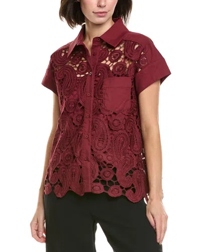 GRACIA PAISLEY LACE BUTTON DOWN SHIRT