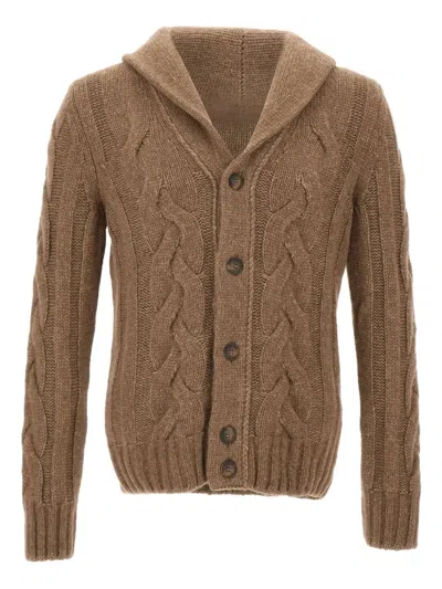 GRAN SASSO CABLE-KNIT SHAWL-COLLAR CARDIGAN