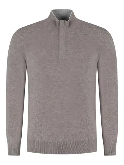 GRAN SASSO FINE-KNIT ZIP-NECK SWEATER