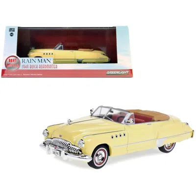 GREENLIGHT 1 TO 43 SCALE CHARLIE BABBITTS 1949 BUICK ROADMASTER CONVERTIBLE CREAM WITH RED INTERIOR RAIN MAN 19