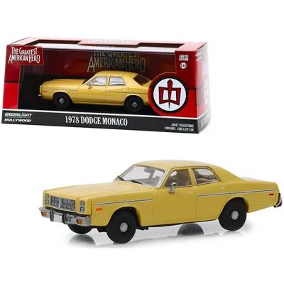 GREENLIGHT 1978 DODGE MONACO YELLOW THE GREATEST AMERICAN HERO 1981-1983 TV SERIES 1 BY 43 DIECAST MODEL CAR