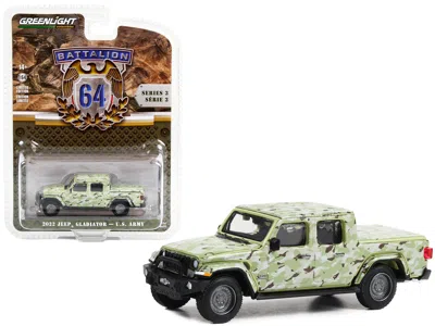 GREENLIGHT 2022 JEEP GLADIATOR PICKUP TRUCK "U. S. ARMY" MILITARY-SPEC CAMOUFLAGE "BATTALION 64" SERIES 3 1/64 