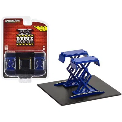 GREENLIGHT AUTOMOTIVE DOUBLE SCISSOR LIFT BLUE DOUBLE SCISSOR LIFTS SERIES 1 1-64 DIECAST MODEL