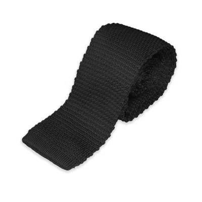 GRESHAM BLAKE MEN'S BLACK SKINNY KNIT TIE