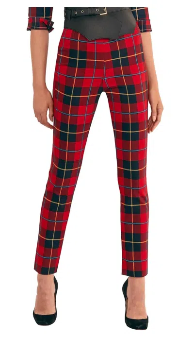 GRETCHEN SCOTT GRIPELESS PULL ON PANTS IN RED PLAIDLY COOPER