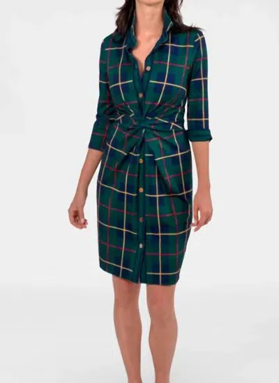 GRETCHEN SCOTT TWIST & SHOUT DRESS - PLAIDLY COOPER IN GREEN MULTI