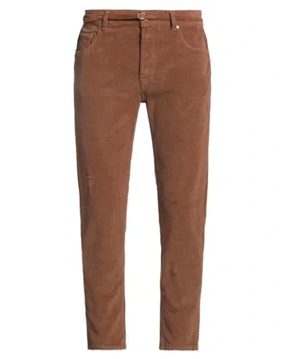GREY DANIELE ALESSANDRINI GREY DANIELE ALESSANDRINI MAN PANTS BROWN SIZE 32 COTTON, ELASTANE