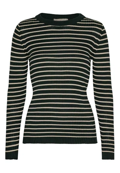 GROBUND WOMEN'S GROBUND HANNA RIB KNIT - THE ONE IN DARK GREEN WITH STRIPES