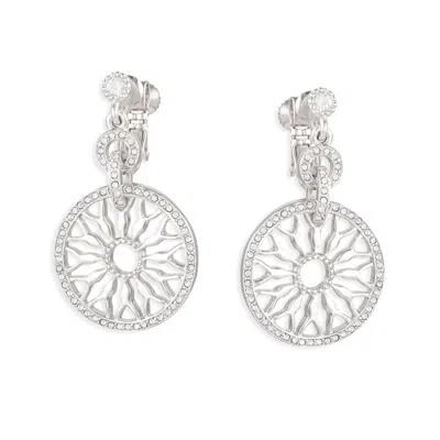 GROSSÉ WOMEN'S SILVER PLATINUM & CRYSTAL CLIP ON DROP EARRINGS, SERIES LUMIÈRE