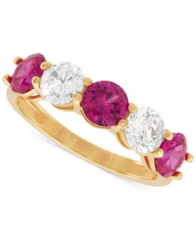 GROWN WITH LOVE LAB GROWN EMERALD (1-1/3 CT. T.W.) & LAB GROWN DIAMOND (1 CT. T.W.) FIVE STONE RING IN 14K GOLD (ALS