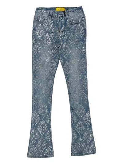 GUAPI RHINESTONE-EMBELLISHED STACKED JEANS