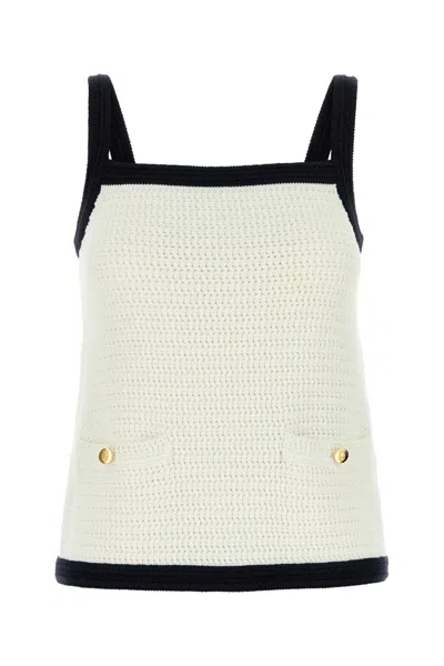 GUCCI GUCCI WHITE STRETCH CROCHET TANK TOP