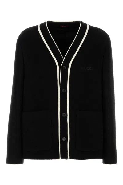 GUCCI GUCCI BLACK WOOL BLEND CARDIGAN