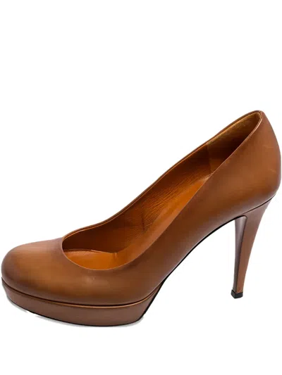 GUCCI 115MM LEATHER ROUND-TOE PUMPS