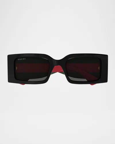 GUCCI LOGO-PRINT RECTANGULAR SUNGLASSES