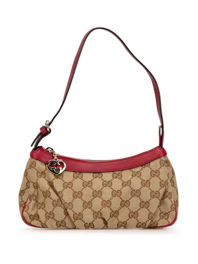 GUCCI 2000-2015 GG CANVAS LOVELY HEART POCHETTE SHOULDER BAG