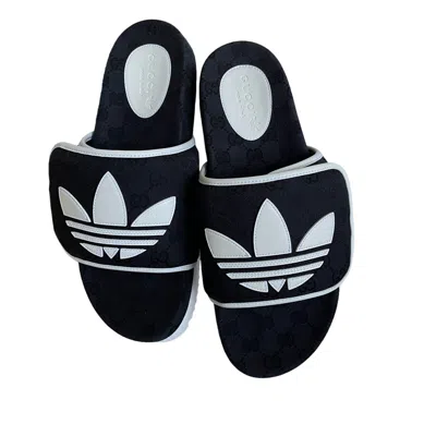 GUCCI ADIDAS X GUCCI 702412 MENS SLIDES SANDALS SHOE, BLACK, GUCCI SZ 9, 10, 11