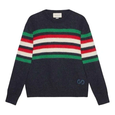 GUCCI Gucci Alpaca Wool Stripe Crew Knit 'Navy'