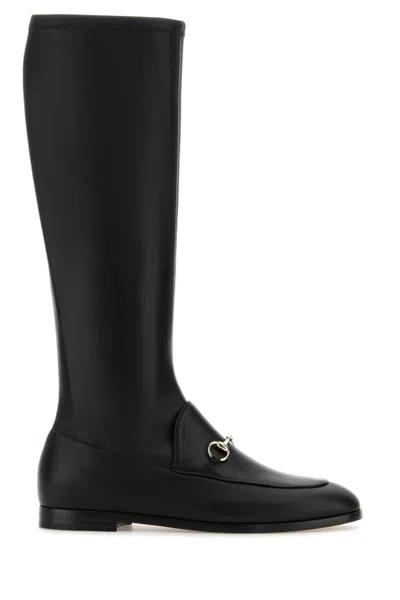 GUCCI WOMEN BLACK LEATHER BOOTS, 7.5 LUXURY BOOTS FOR WOMEN DARVEYS