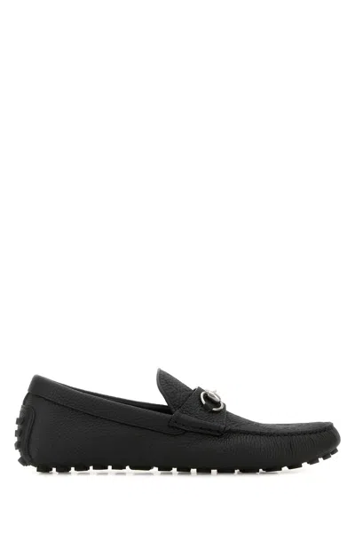 GUCCI BLACK LEATHER DRIVER LOAFERS