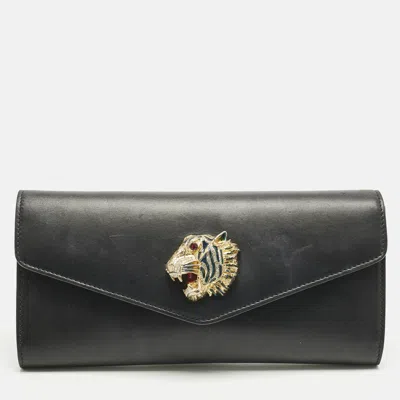 GUCCI BLACK LEATHER RAJA BROADWAY CLUTCH