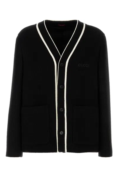 GUCCI BLACK WOOL BLEND CARDIGAN