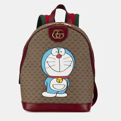 GUCCI BROWN/RED MICRO GG SUPREME DORAEMON BACKPACK