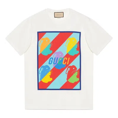 GUCCI Gucci Bunny Print Cotton Jersey T-Shirt 'White'