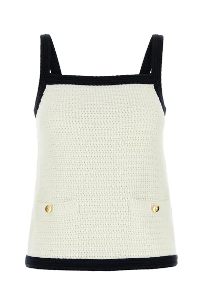 GUCCI CANOTTA IN CROCHET STRETCH BIANCO  DONNA