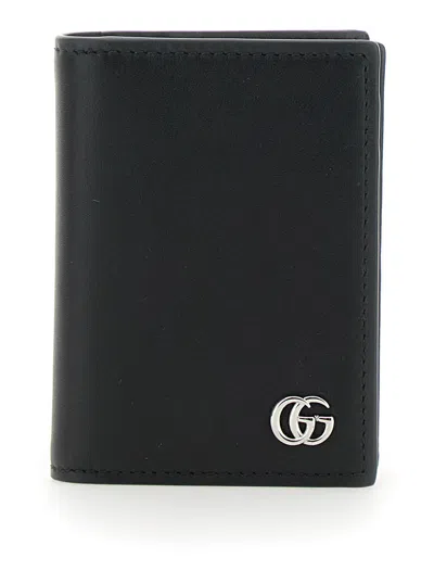 GUCCI GUCCI MEN BLACK CARD HOLDER WITH DOUBLE G DETAIL ON THE FRONT IN LEATHER MAN