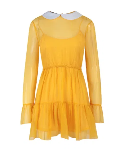 GUCCI GUCCI RUFFLED HEM CHIFFON DRESS
