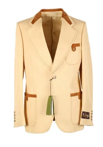 GUCCI GUCCI COTTON AND SUEDE TAILORED SIGNATURE JACKET SPORT COAT SIZE 46 IT / ...