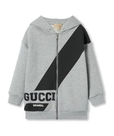 GUCCI GUCCI KIDS LOGO EMBROIDERED ZIP-UP HOODIE