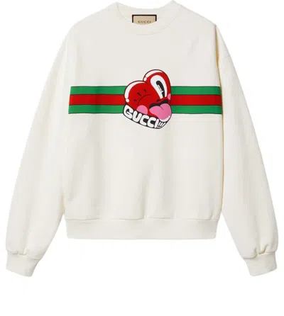 GUCCI Gucci Cotton Jersey Sweatshirt With Gucci Print 'Off White'